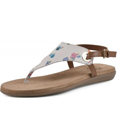 Women's London Flat Sandal Cream/Multi/Fabric $19.32 Sandals