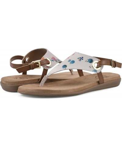 Women's London Flat Sandal Cream/Multi/Fabric $19.32 Sandals