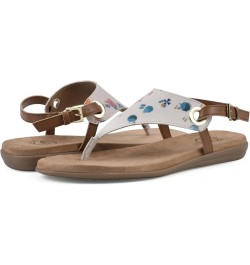 Women's London Flat Sandal Cream/Multi/Fabric $19.32 Sandals