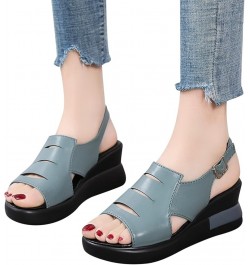 Platform Sandals for Women dressy wedge slippers for women open toe womens shoes wedges bride shoes low heel Blue $14.72 Sandals