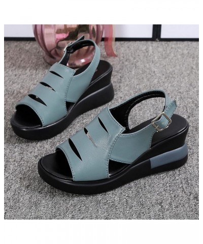 Platform Sandals for Women dressy wedge slippers for women open toe womens shoes wedges bride shoes low heel Blue $14.72 Sandals