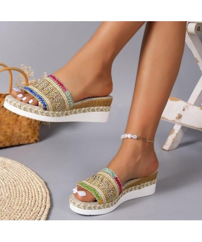 Flip Flop Sandals for Women Dressy Style Open Toe Thick Sole Rope Bottom Sandals Sandals for Women Sexy Khaki $25.19 Sandals