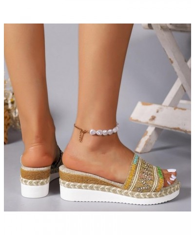 Flip Flop Sandals for Women Dressy Style Open Toe Thick Sole Rope Bottom Sandals Sandals for Women Sexy Khaki $25.19 Sandals