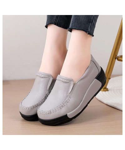 Women's Platform Shoes Loafers Slip-On Shoes Comfortable Breathable Work Nurse Shoes Casual Leather Walking Shoes Rocking Sho...