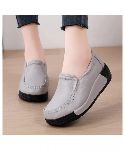 Women's Platform Shoes Loafers Slip-On Shoes Comfortable Breathable Work Nurse Shoes Casual Leather Walking Shoes Rocking Sho...