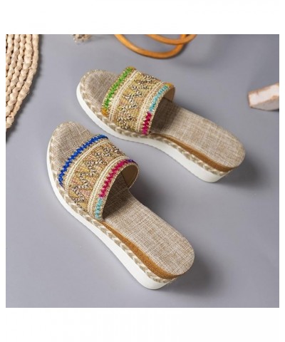 Flip Flop Sandals for Women Dressy Style Open Toe Thick Sole Rope Bottom Sandals Sandals for Women Sexy Khaki $25.19 Sandals