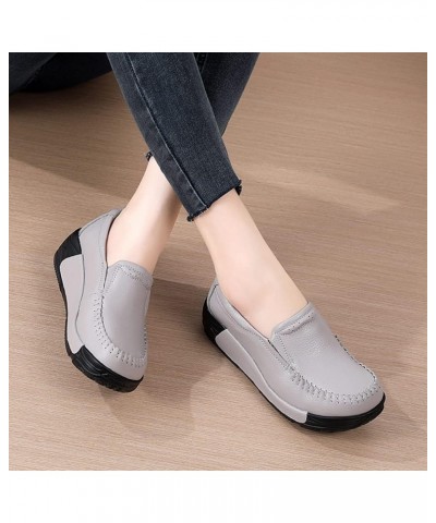 Women's Platform Shoes Loafers Slip-On Shoes Comfortable Breathable Work Nurse Shoes Casual Leather Walking Shoes Rocking Sho...