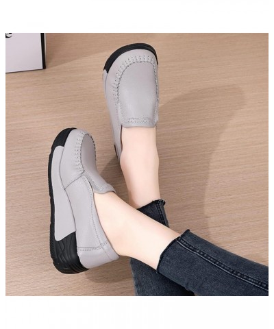 Women's Platform Shoes Loafers Slip-On Shoes Comfortable Breathable Work Nurse Shoes Casual Leather Walking Shoes Rocking Sho...