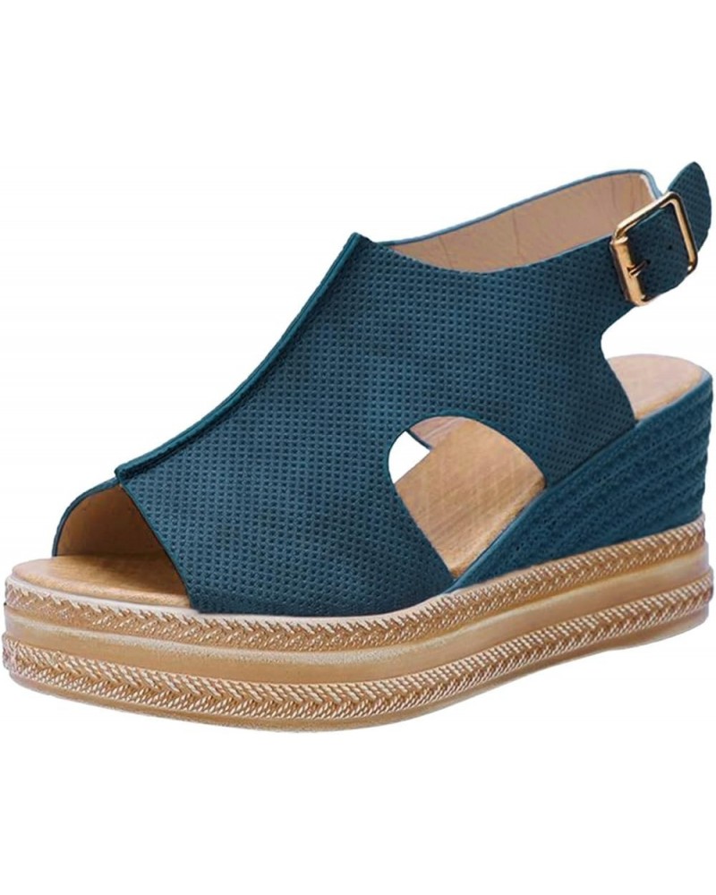 Womens Flats Sandal Arch Support Comfortable Soft Summer T-Strap Casual Dressy Thong Wedge Shoe Sandal 45-lwvqg-a-blue $15.08...