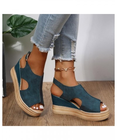 Womens Flats Sandal Arch Support Comfortable Soft Summer T-Strap Casual Dressy Thong Wedge Shoe Sandal 45-lwvqg-a-blue $15.08...