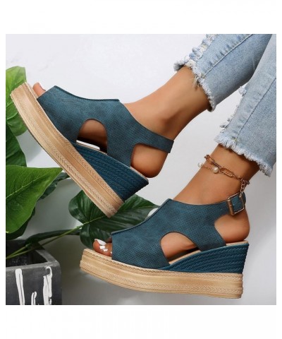 Womens Flats Sandal Arch Support Comfortable Soft Summer T-Strap Casual Dressy Thong Wedge Shoe Sandal 45-lwvqg-a-blue $15.08...