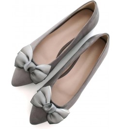 Ballets Flats for Women Big Bow Pointy Toe Slip on Wedding Dress Flat Shoes A Grey $21.03 Flats