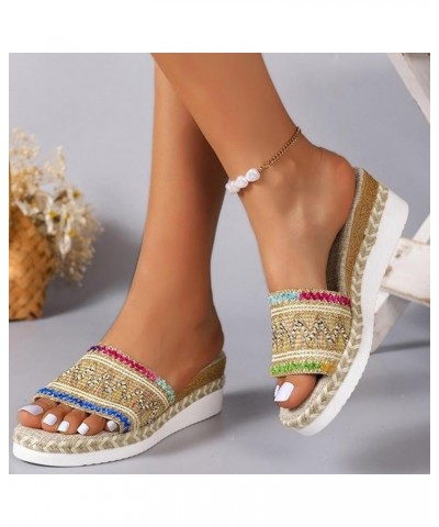 Flip Flop Sandals for Women Dressy Style Open Toe Thick Sole Rope Bottom Sandals Sandals for Women Sexy Khaki $25.19 Sandals