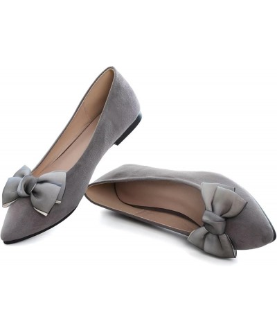 Ballets Flats for Women Big Bow Pointy Toe Slip on Wedding Dress Flat Shoes A Grey $21.03 Flats