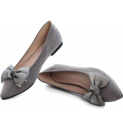 Ballets Flats for Women Big Bow Pointy Toe Slip on Wedding Dress Flat Shoes A Grey $21.03 Flats