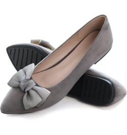 Ballets Flats for Women Big Bow Pointy Toe Slip on Wedding Dress Flat Shoes A Grey $21.03 Flats