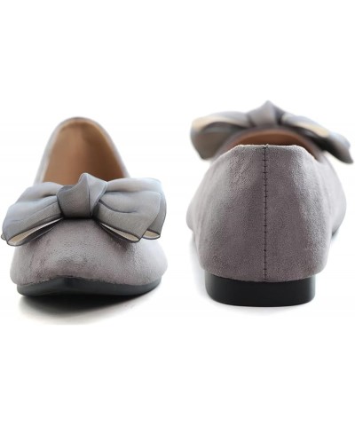 Ballets Flats for Women Big Bow Pointy Toe Slip on Wedding Dress Flat Shoes A Grey $21.03 Flats