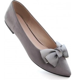 Ballets Flats for Women Big Bow Pointy Toe Slip on Wedding Dress Flat Shoes A Grey $21.03 Flats