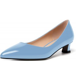 Womens Slip On Solid Casual Pointed Toe Office Suede Kitten Low Heel Pumps Shoes 1.5 Inch Light Blue $14.70 Pumps