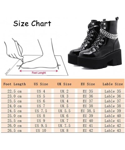 Women Chunky Shoes Block High Heels Plaftorm Gothic Booties 096 Black $33.40 Boots