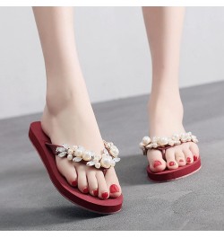 Outdoor Slippers for Women Breathable Anti-Slip Platform Flip Flops Roman Large Size Summer Beach Sandals Red $15.92 Slippers