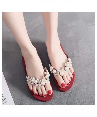 Outdoor Slippers for Women Breathable Anti-Slip Platform Flip Flops Roman Large Size Summer Beach Sandals Red $15.92 Slippers