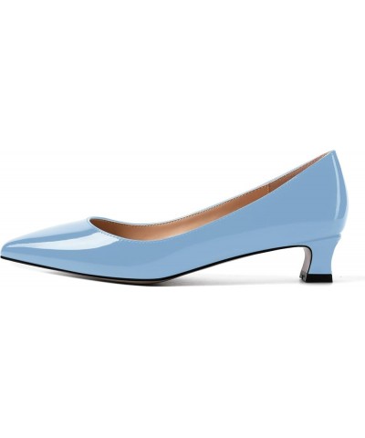 Womens Slip On Solid Casual Pointed Toe Office Suede Kitten Low Heel Pumps Shoes 1.5 Inch Light Blue $14.70 Pumps