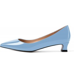 Womens Slip On Solid Casual Pointed Toe Office Suede Kitten Low Heel Pumps Shoes 1.5 Inch Light Blue $14.70 Pumps