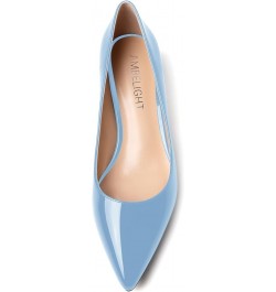 Womens Slip On Solid Casual Pointed Toe Office Suede Kitten Low Heel Pumps Shoes 1.5 Inch Light Blue $14.70 Pumps