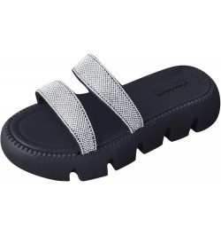 Women Thick Soled Sandals with Diamond Fashion Slippers Summer Trend Line with Diamond Sponge Bottom Beach Shoes Cute Sandals...