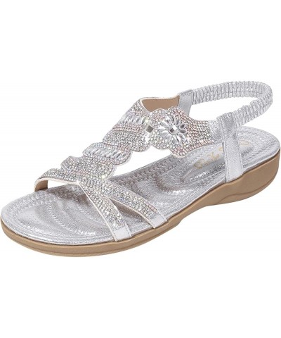 Sandals For Women Alpargatas Red Flats Sandals Women Beach Flats For Size 1 Sandals Women Dressy Summer Beach J-silver $9.60 ...