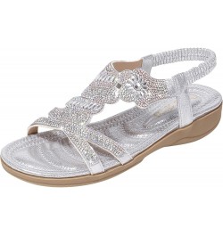 Sandals For Women Alpargatas Red Flats Sandals Women Beach Flats For Size 1 Sandals Women Dressy Summer Beach J-silver $9.60 ...