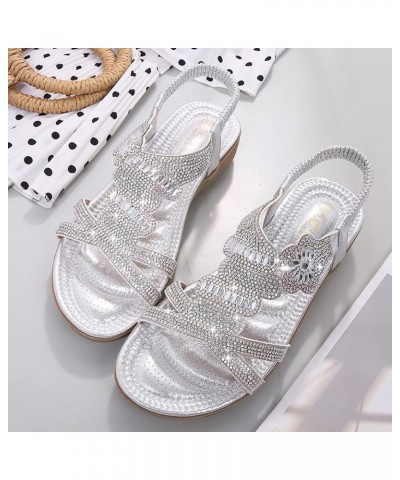 Sandals For Women Alpargatas Red Flats Sandals Women Beach Flats For Size 1 Sandals Women Dressy Summer Beach J-silver $9.60 ...