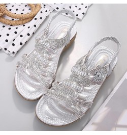 Sandals For Women Alpargatas Red Flats Sandals Women Beach Flats For Size 1 Sandals Women Dressy Summer Beach J-silver $9.60 ...