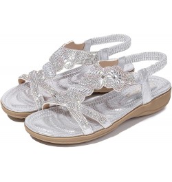 Sandals For Women Alpargatas Red Flats Sandals Women Beach Flats For Size 1 Sandals Women Dressy Summer Beach J-silver $9.60 ...