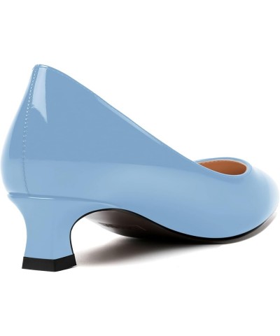 Womens Slip On Solid Casual Pointed Toe Office Suede Kitten Low Heel Pumps Shoes 1.5 Inch Light Blue $14.70 Pumps