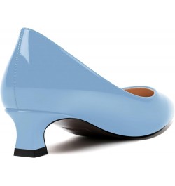 Womens Slip On Solid Casual Pointed Toe Office Suede Kitten Low Heel Pumps Shoes 1.5 Inch Light Blue $14.70 Pumps