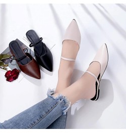 Mule Shoes for Women Stylish Closed Toe Slippers Comfort Slip on Flats Outdoor Lightweight Mules Apricot $24.30 Mules & Clogs