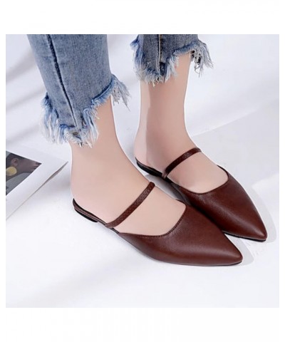 Mule Shoes for Women Stylish Closed Toe Slippers Comfort Slip on Flats Outdoor Lightweight Mules Apricot $24.30 Mules & Clogs