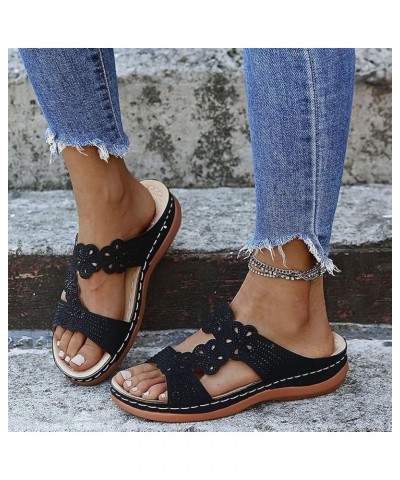 Women's Sandals Flat Low-Heel Hollow Open-Toe Casual And Comfortable Plus Size Slippers Black $12.47 Sandals