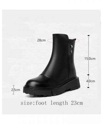 Winter Wool Thickened Women's Leather Shoes Short Tube Snowy Leather and Fur Integrated Leather Shoes Black $34.00 Boots