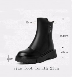 Winter Wool Thickened Women's Leather Shoes Short Tube Snowy Leather and Fur Integrated Leather Shoes Black $34.00 Boots