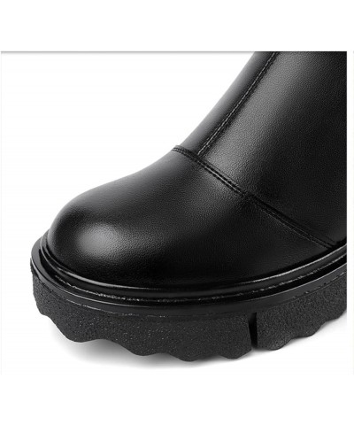 Winter Wool Thickened Women's Leather Shoes Short Tube Snowy Leather and Fur Integrated Leather Shoes Black $34.00 Boots