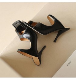 Women's Leather Square Toe High Heels, Fashion Stiletto Heel Sandals, Open Toe Slip-On High Heel Slippers Heise 37 $34.15 San...