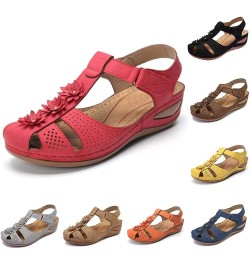 Walking Sandals Women, Sandals Women Dressy Summer Comfortable Close Toe Sandals Cutout Wedge Sandals Brown $13.16 Sandals