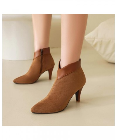 Women Pointed Toe Dress Stiletto Heels Ankle Boots Bridal Brown 7 $32.43 Boots