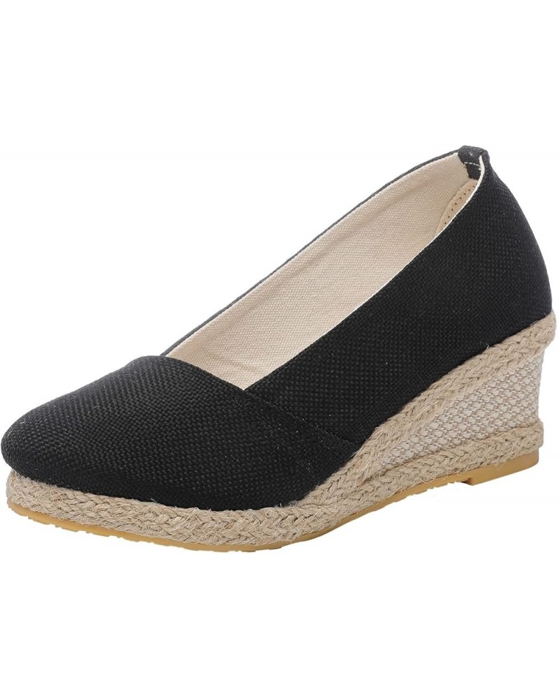 Fashion Women's Casual Shoes Breathable Slip-on Outdoor Leisure Wedges Sandals Z 03-black $16.19 Sandals