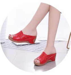 Women's Embroidered Open Toe Hollow Wedge Sandals Summer Platform Slip on Sandals Comfort Walking Slippers Casual Mule Clogs ...