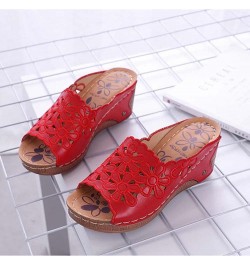 Women's Embroidered Open Toe Hollow Wedge Sandals Summer Platform Slip on Sandals Comfort Walking Slippers Casual Mule Clogs ...