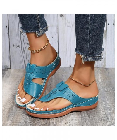 Summer Sandals for Women 2024, Sandals Women Comfortable Ring Toe Flip Flops Sandals Slip-on Roman Sandals Slippers Light Blu...